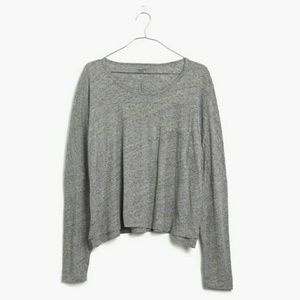 Madewell Heather Grey Boxy Cropped Long Sleeve Top — Size XS